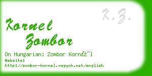 kornel zombor business card